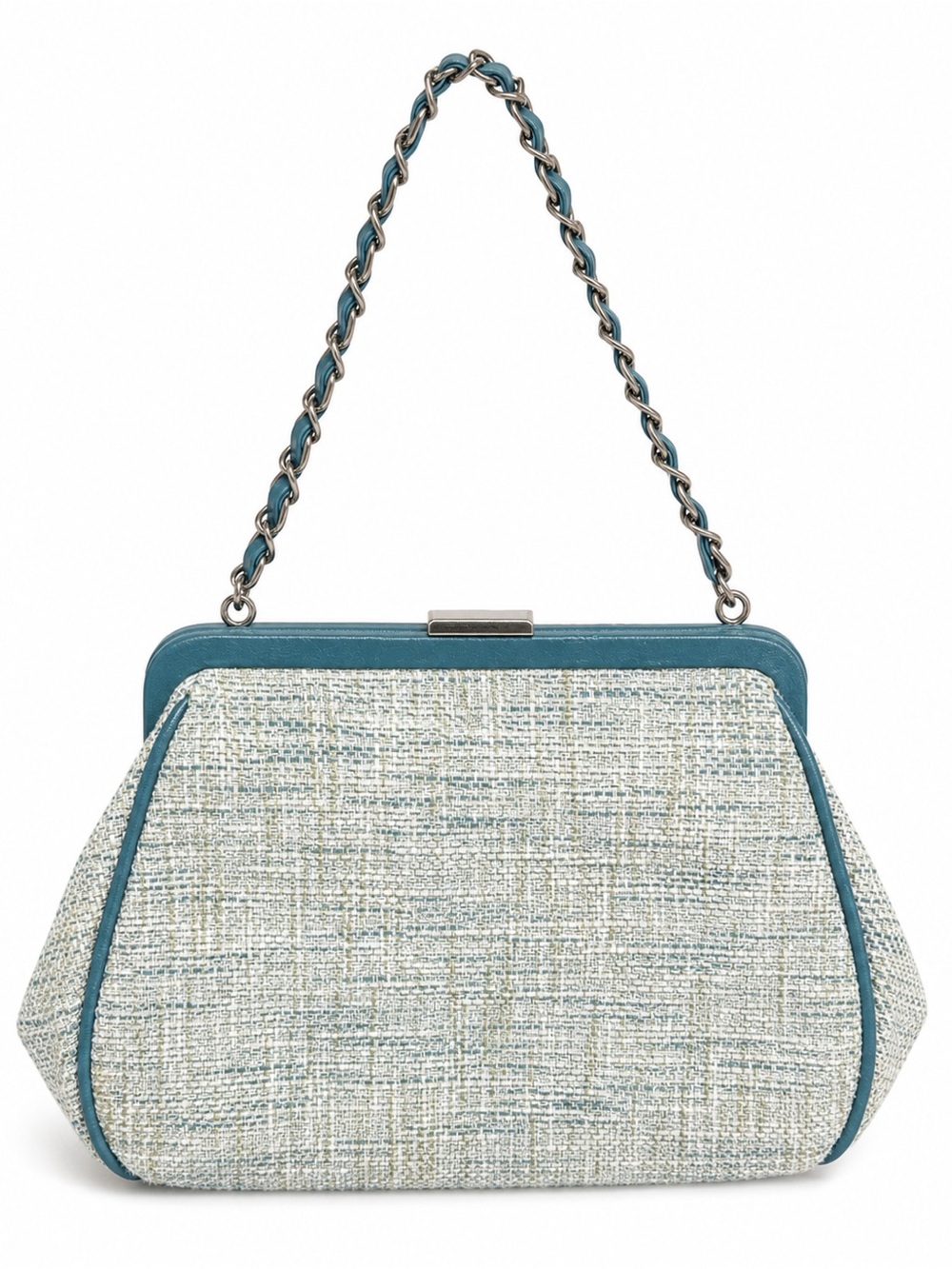 Ann Taylor Vintage Inspired Blue Woven Frame Shoulder Bag Chain Str